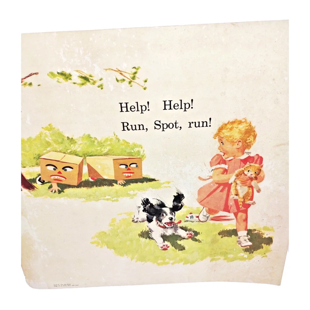 Vintage 2 Sided Over sized Dick Jane and Sally Teachers Big Book Poster Card 9